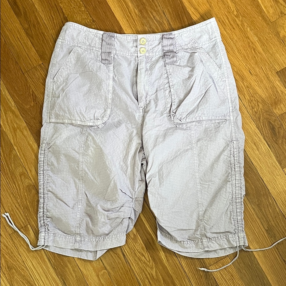 Free People ruched lilac long shorts 8 EUC